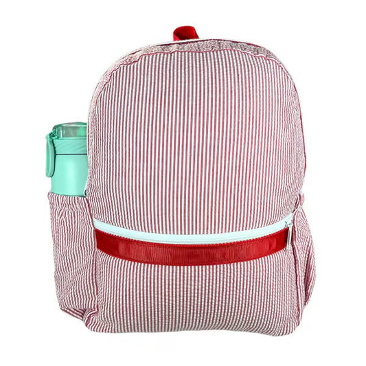 Red seersucker Backpack