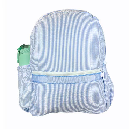 Blue Seersucker Backpack