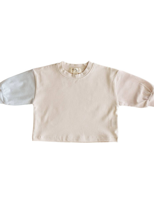 Cream Color Block Sweatshirt