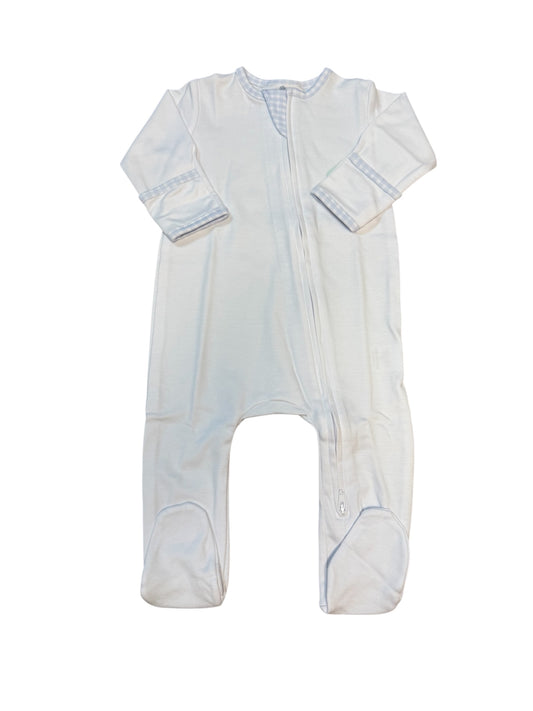 Magnolia Blue  Zip New Beginnings Onesie