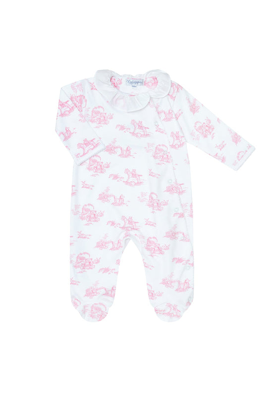 Pink Toile Crossover Onesie
