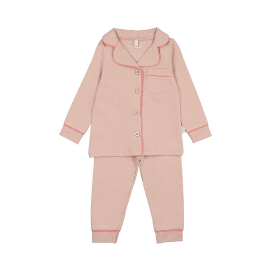 Pink Trim Grandpa Button Down Pajamas