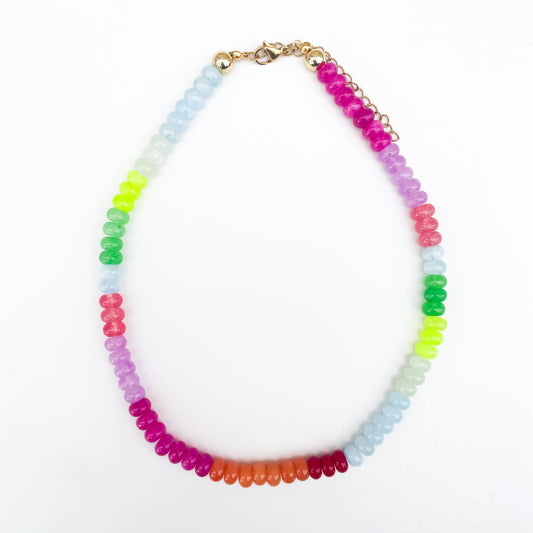 Sorbet Glow Rainbow Gemstone Bead Necklace