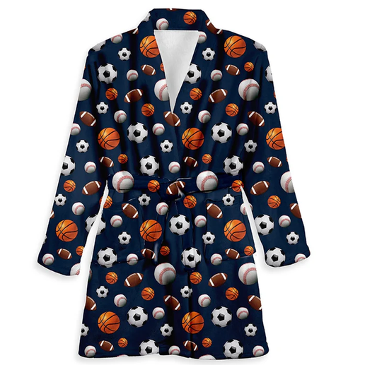 Navy Sports Fuzzy Bath robe