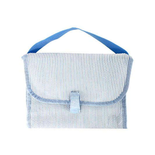 Light Blue Seersucker Diaper Bag Organizer